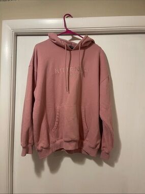 Kittenish Dusty Pink Embroidered Pullover Hoodie large